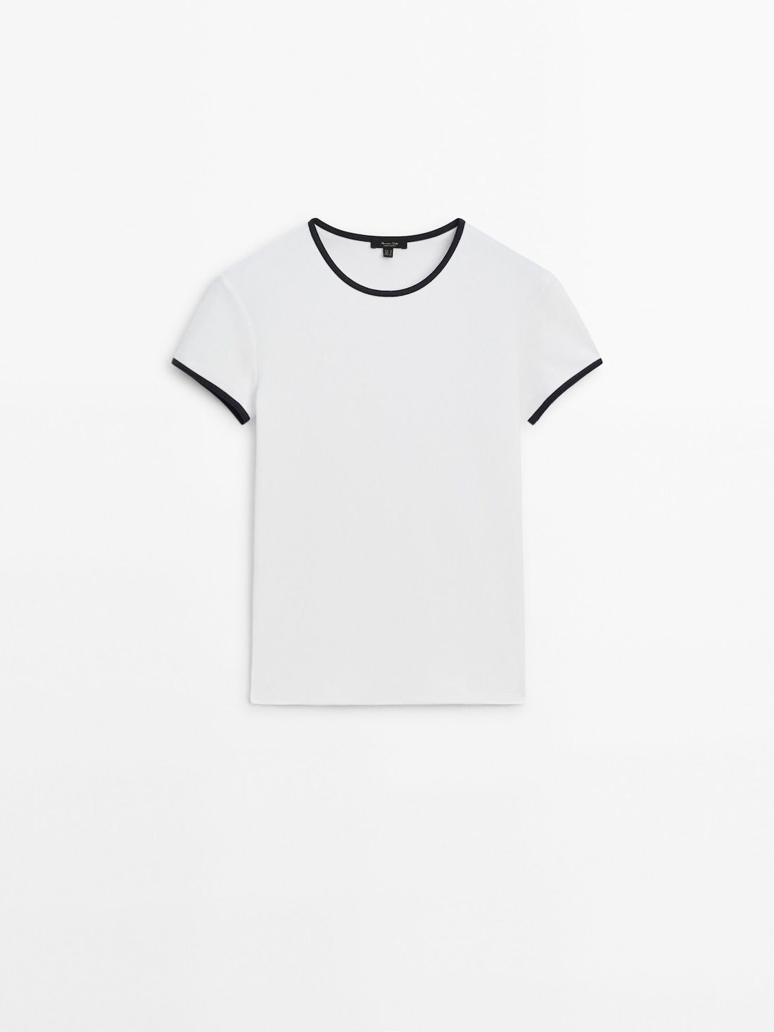 Massimo Dutti Short Sleeve Contrast Women T-Shirt White | US-MB8391256