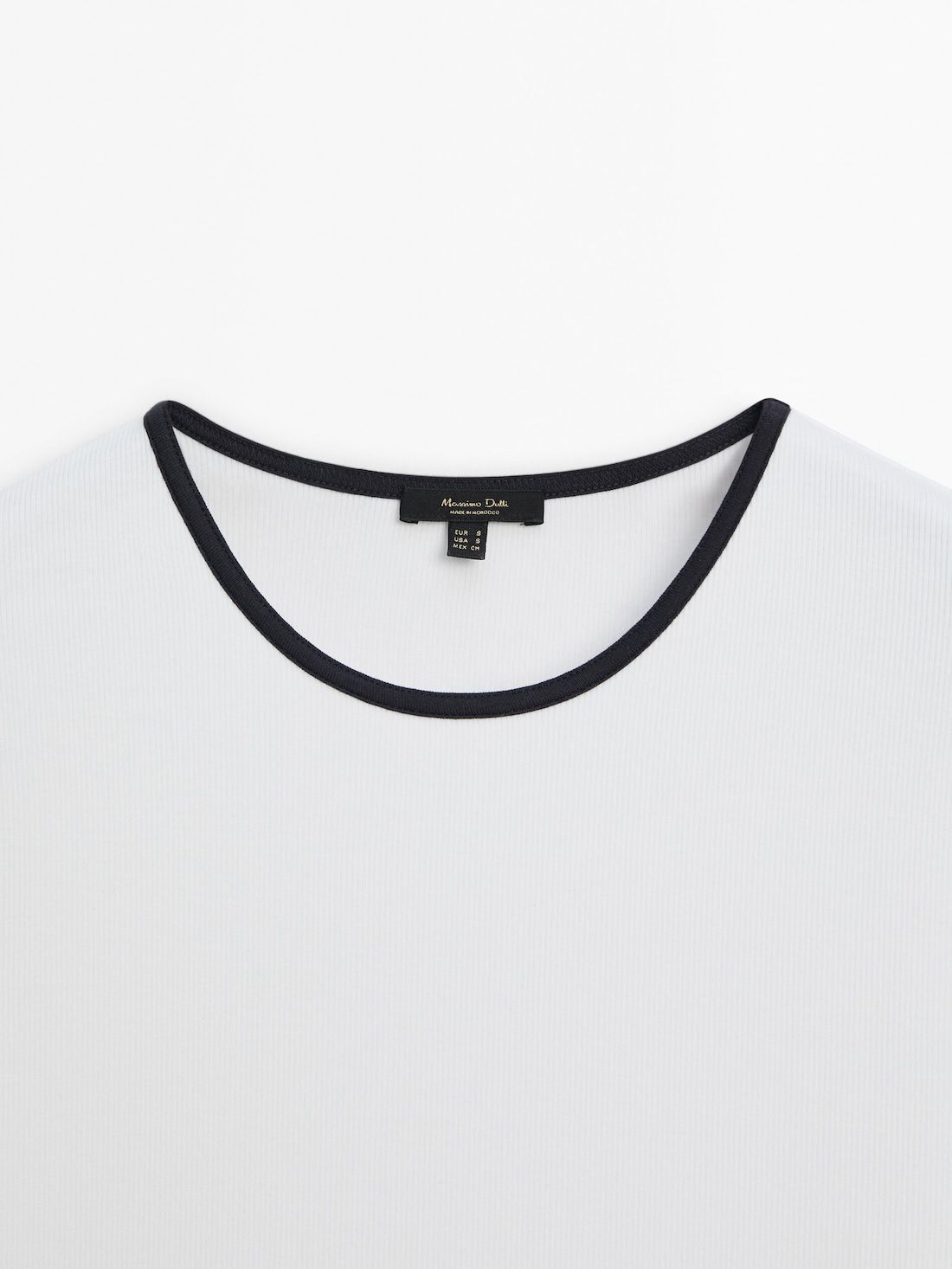 Massimo Dutti Short Sleeve Contrast Women T-Shirt White | US-MB8391256