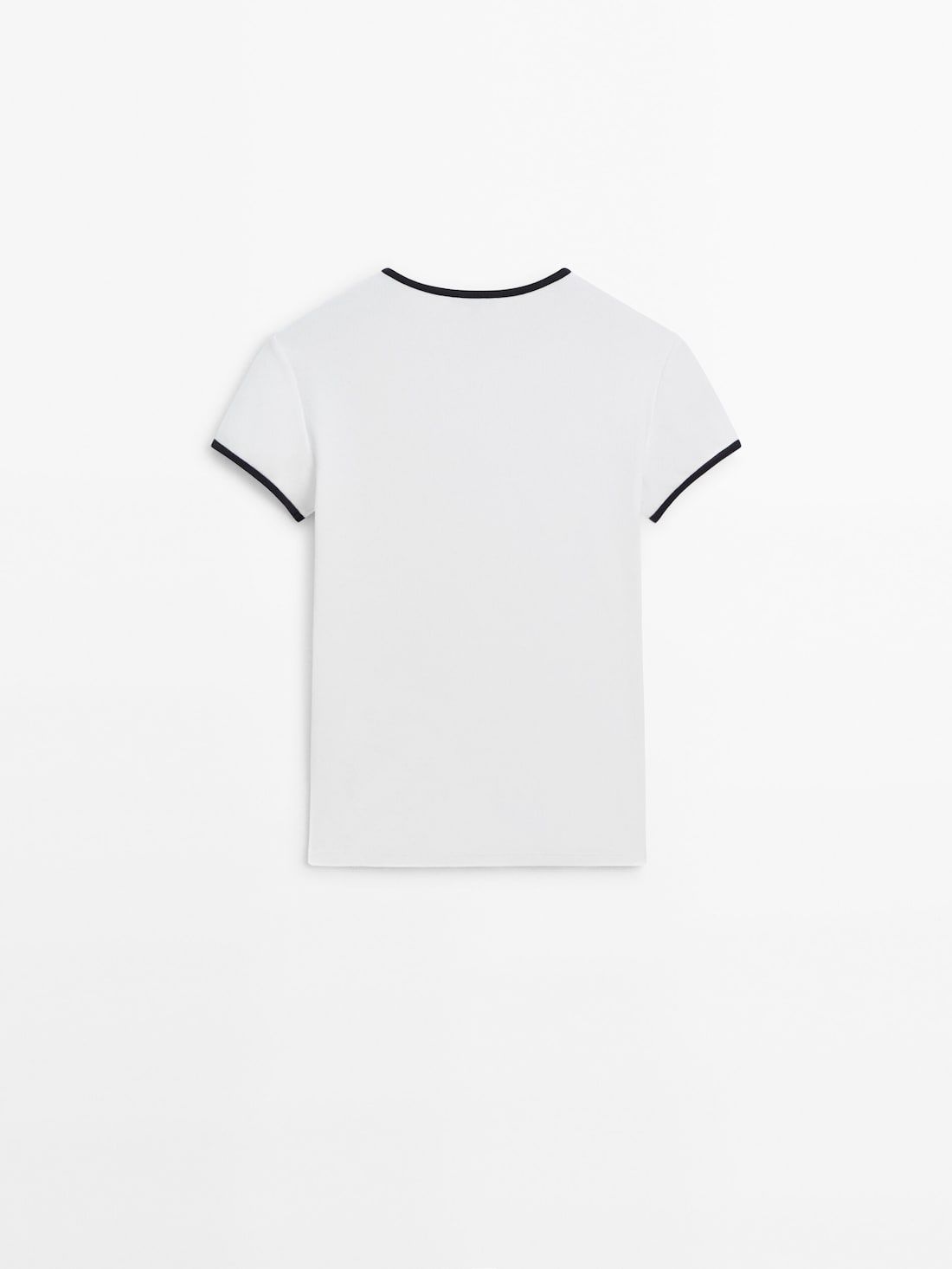 Massimo Dutti Short Sleeve Contrast Women T-Shirt White | US-MB8391256