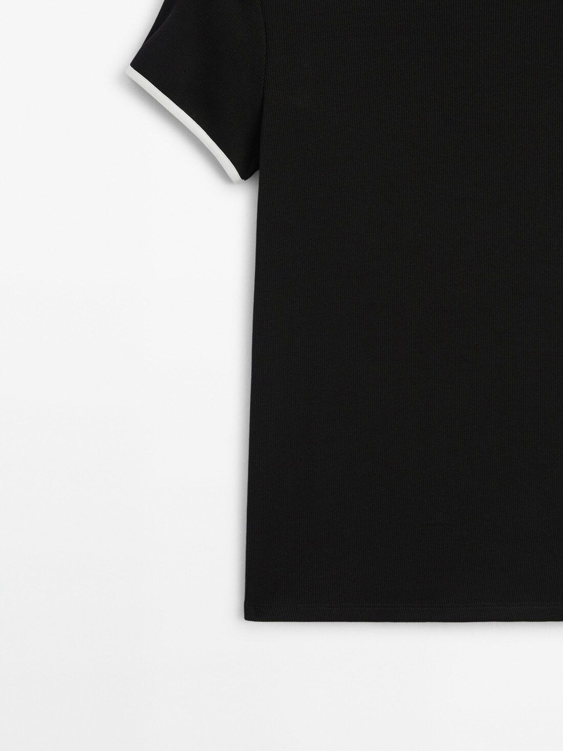 Massimo Dutti Short Sleeve Contrast Women T-Shirt Black | US-AM0945631