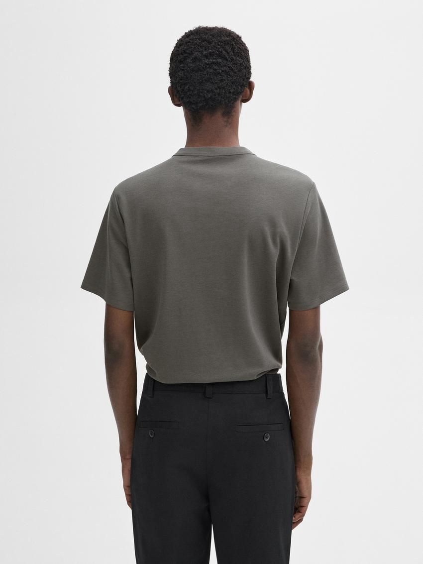 Massimo Dutti Short Sleeve Cotton Blend Men T-Shirt Grey | US-XO5870921