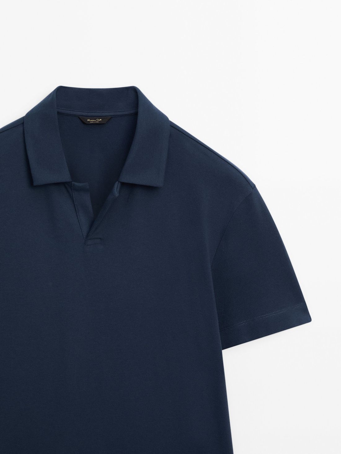 Massimo Dutti Short Sleeve Cotton Blend Men Polo Shirt Indigo | US-FN0817543