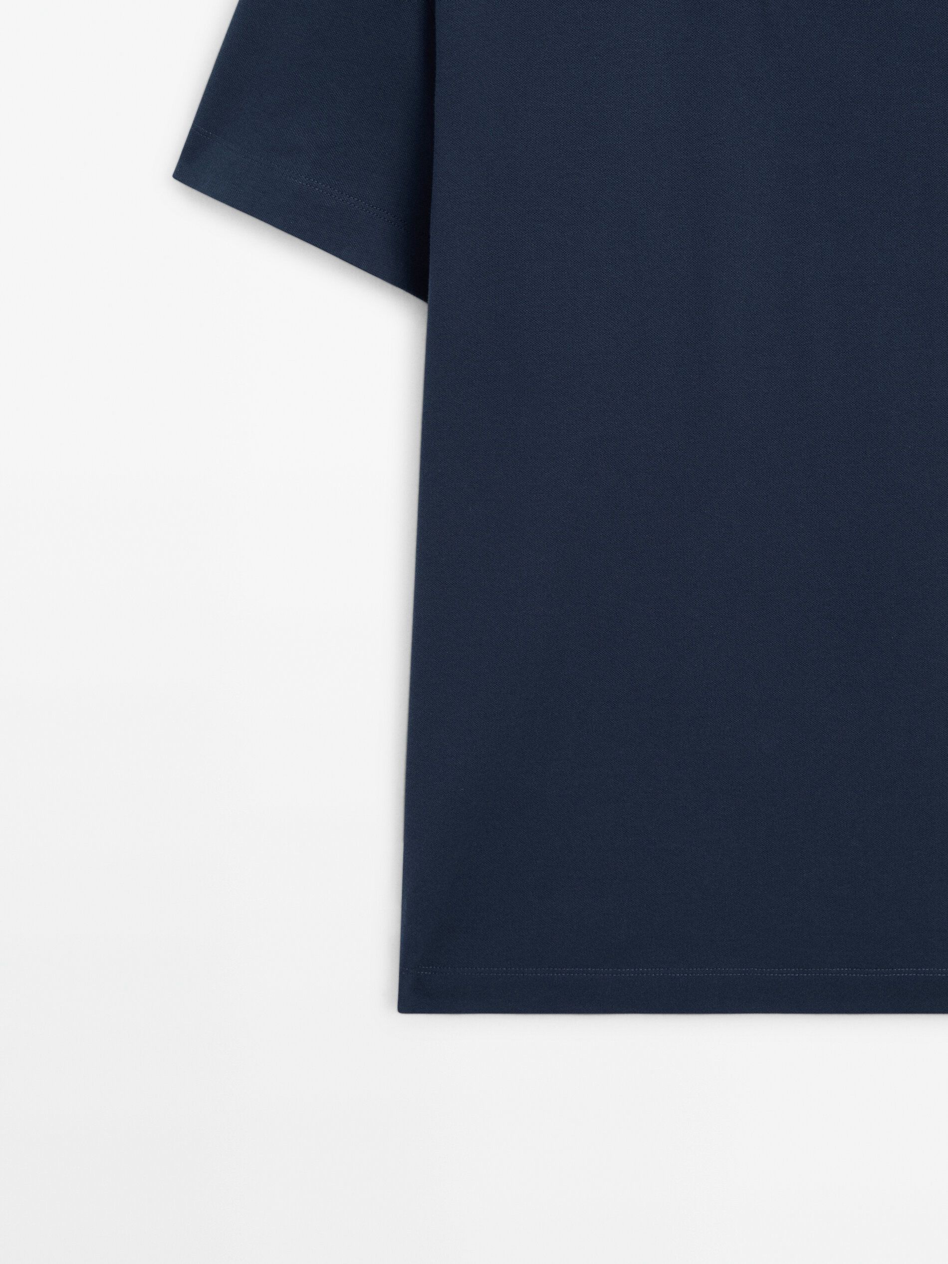 Massimo Dutti Short Sleeve Cotton Blend Men Polo Shirt Indigo | US-FN0817543