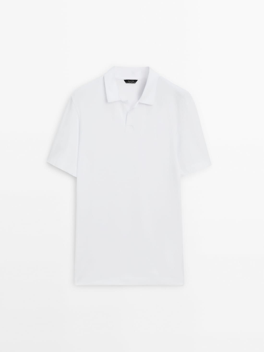 Massimo Dutti Short Sleeve Cotton Blend Men Polo Shirt White | US-IZ0389547