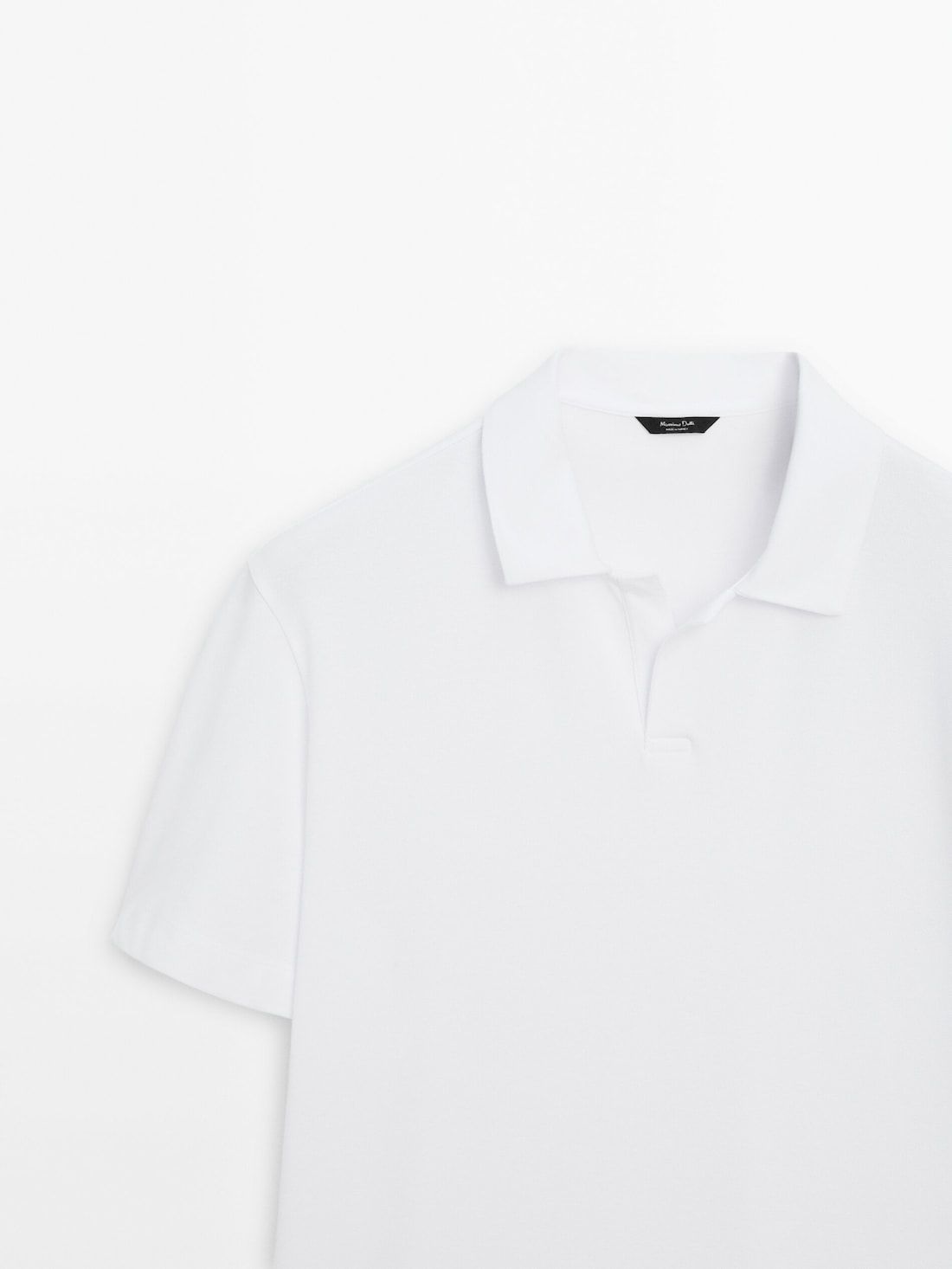 Massimo Dutti Short Sleeve Cotton Blend Men Polo Shirt White | US-IZ0389547