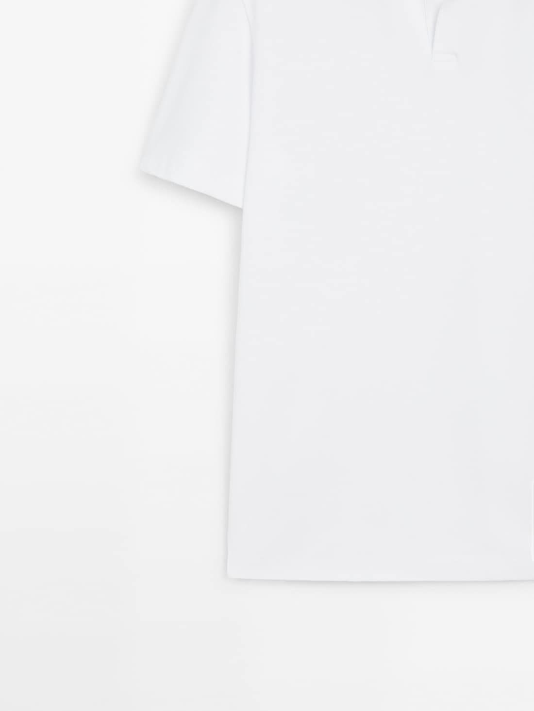 Massimo Dutti Short Sleeve Cotton Blend Men Polo Shirt White | US-IZ0389547