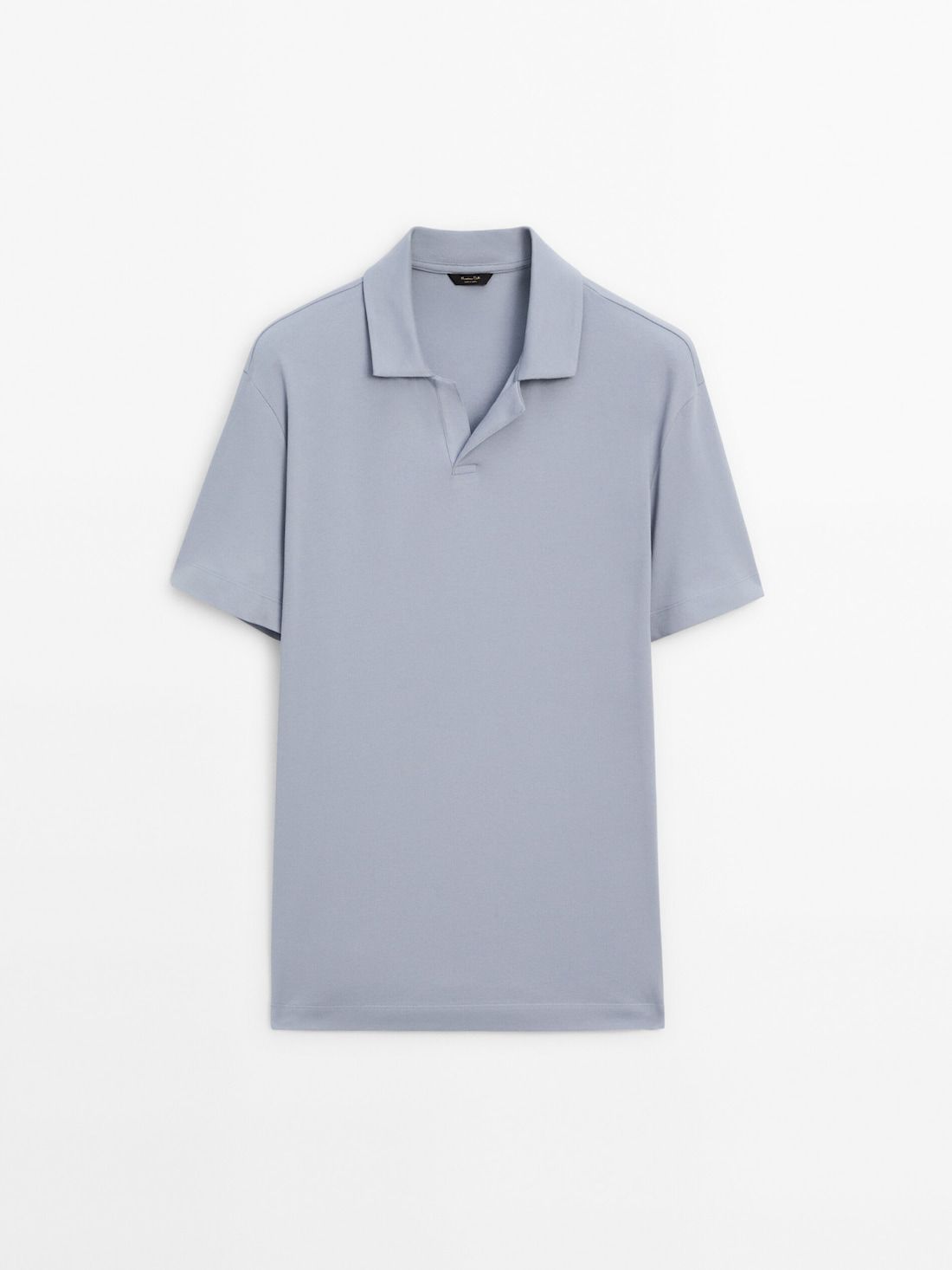 Massimo Dutti Short Sleeve Cotton Blend Men Polo Shirt Light Blue | US-ME9647813