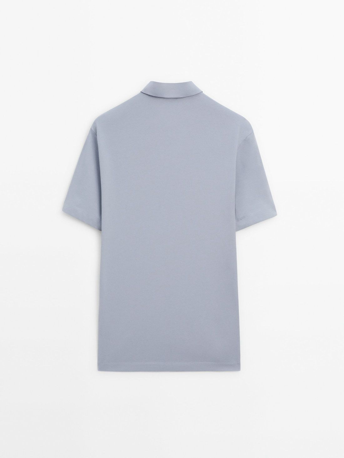 Massimo Dutti Short Sleeve Cotton Blend Men Polo Shirt Light Blue | US-ME9647813