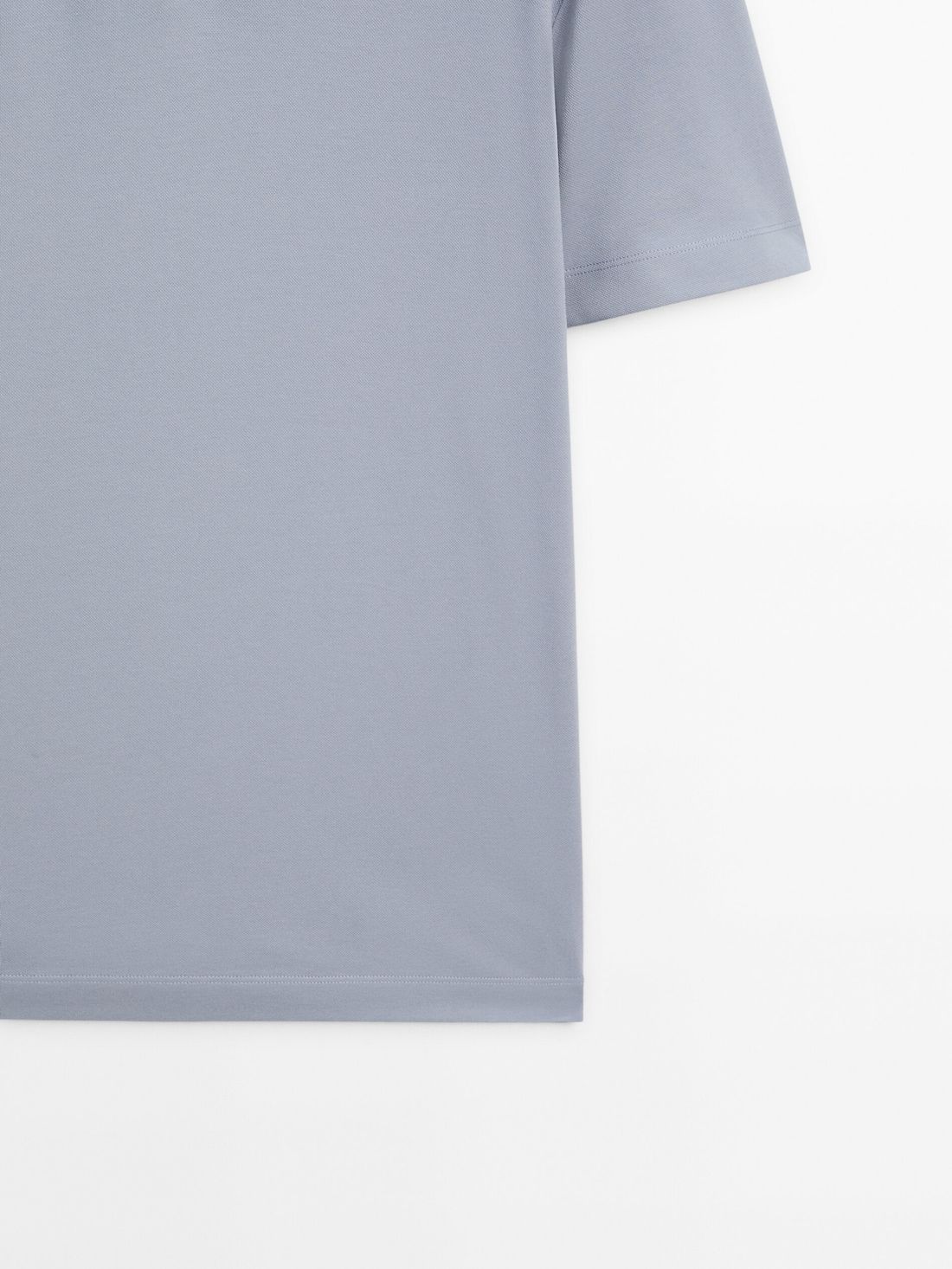 Massimo Dutti Short Sleeve Cotton Blend Men Polo Shirt Light Blue | US-ME9647813