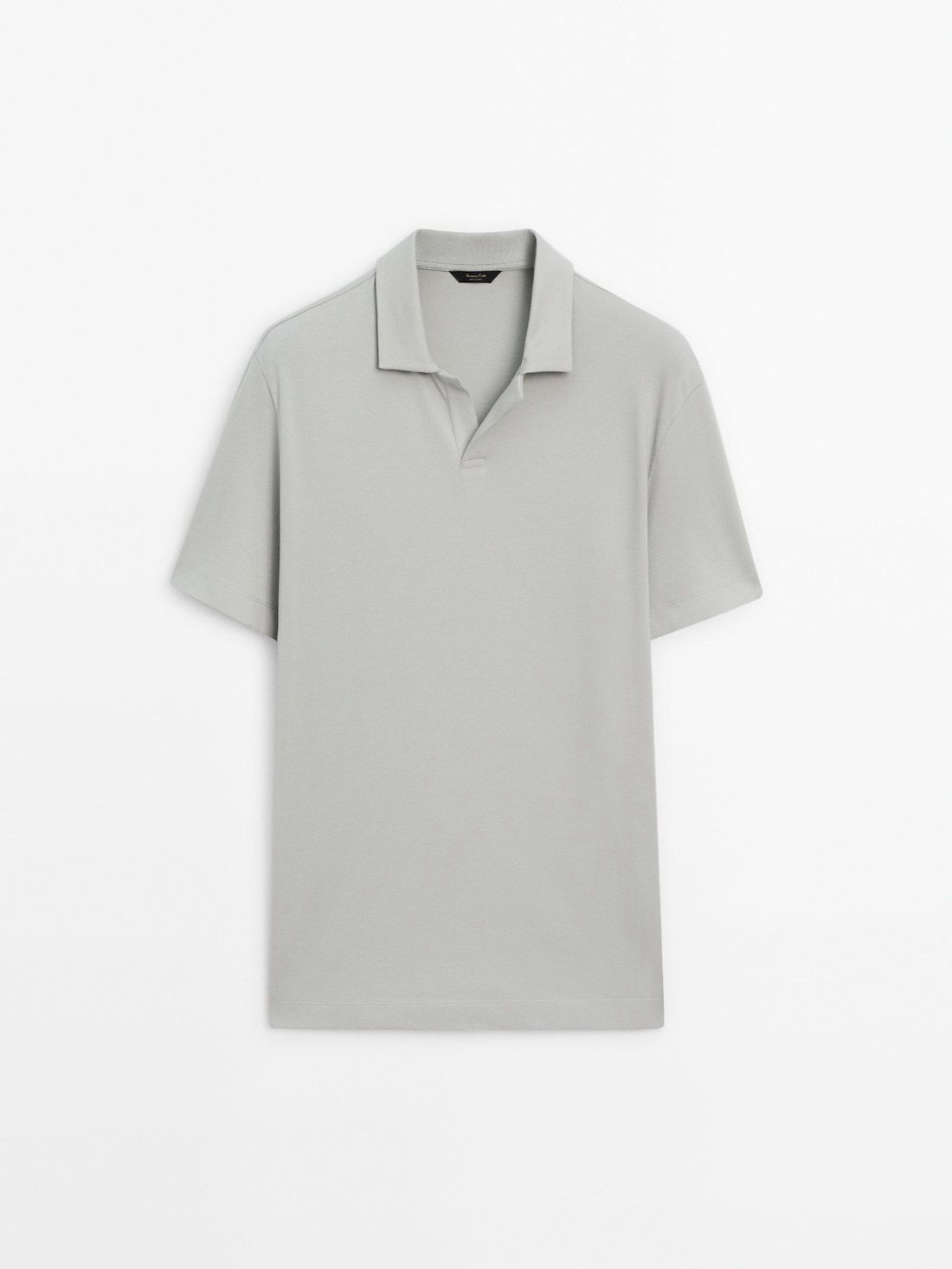 Massimo Dutti Short Sleeve Cotton Blend Men Polo Shirt Light Green | US-IP2417590