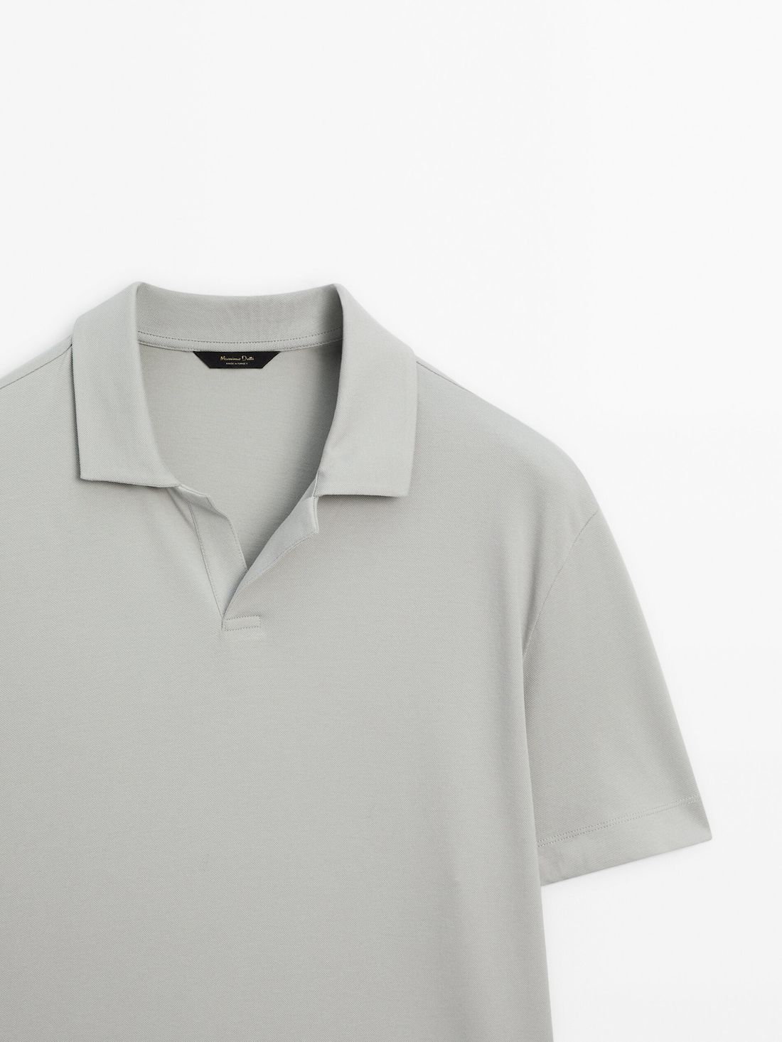 Massimo Dutti Short Sleeve Cotton Blend Men Polo Shirt Light Green | US-IP2417590