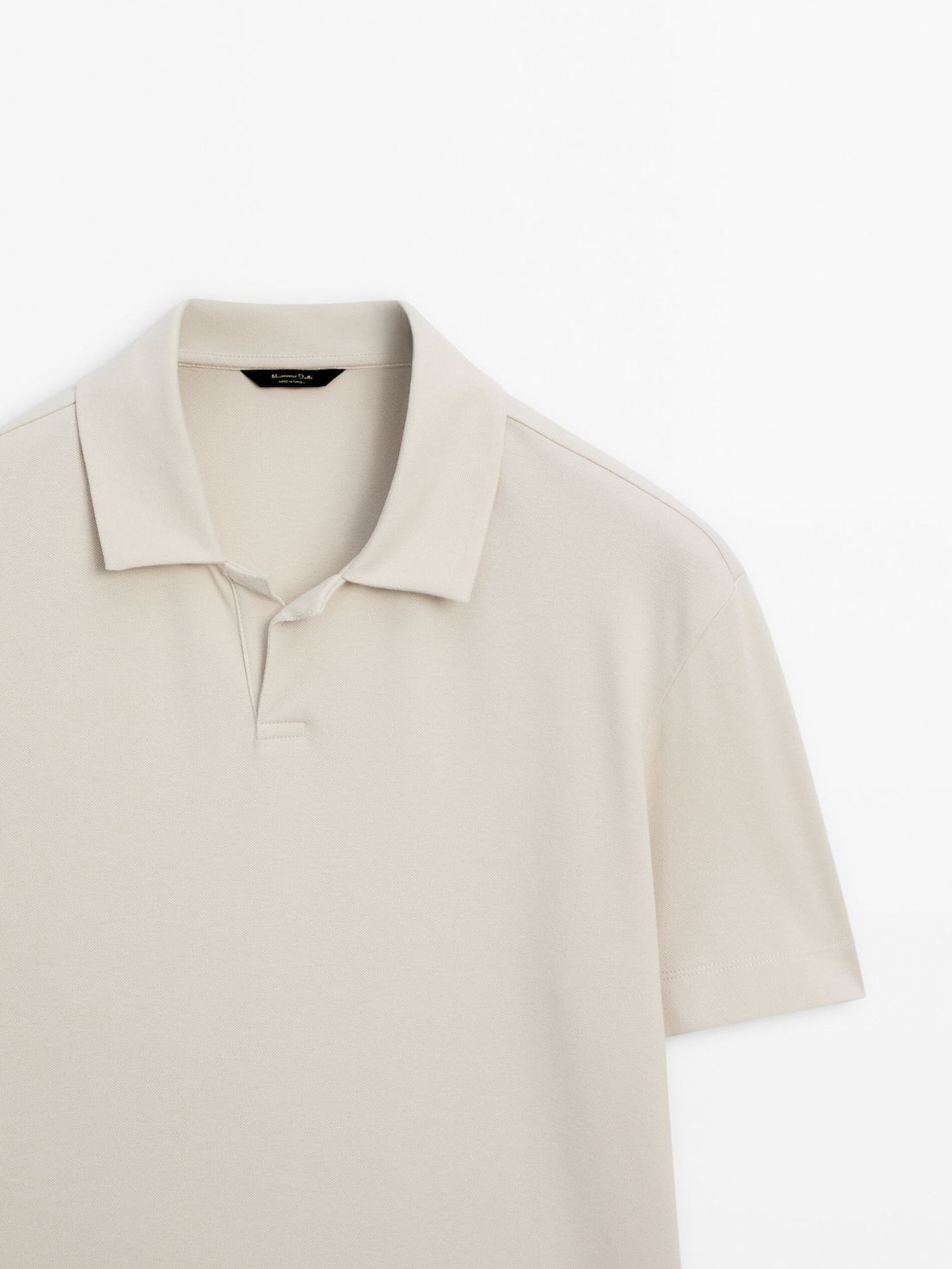 Massimo Dutti Short Sleeve Cotton Blend Men Polo Shirt Cream | US-KY6054812