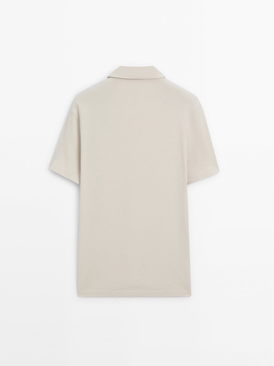 Massimo Dutti Short Sleeve Cotton Blend Men Polo Shirt Cream | US-KY6054812