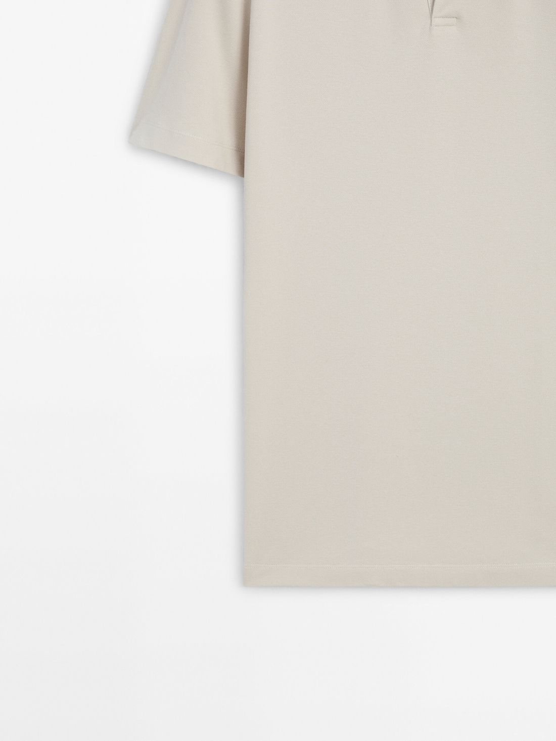 Massimo Dutti Short Sleeve Cotton Blend Men Polo Shirt Cream | US-KY6054812