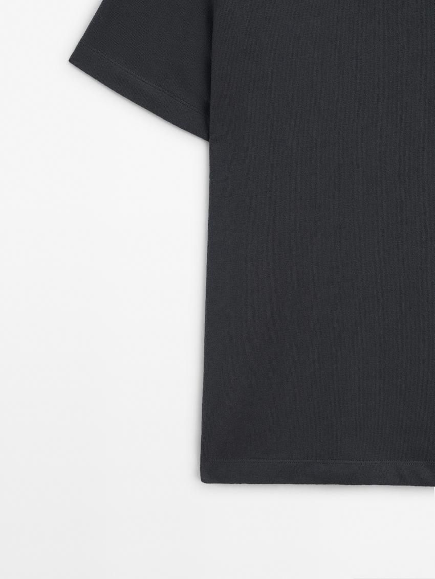 Massimo Dutti Short Sleeve Cotton Men Polo Shirt Dark Grey | US-PD7415908