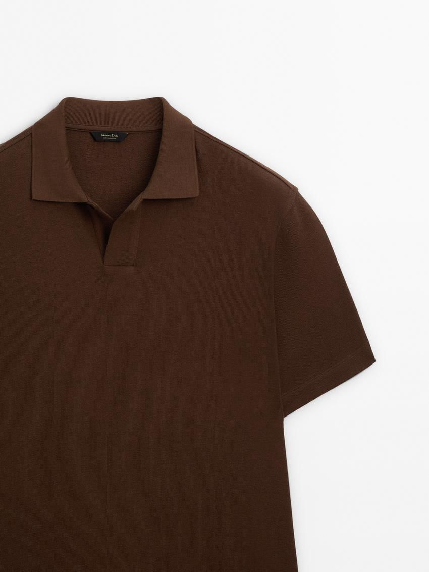 Massimo Dutti Short Sleeve Cotton Men Polo Shirt Brown | US-PB1850397