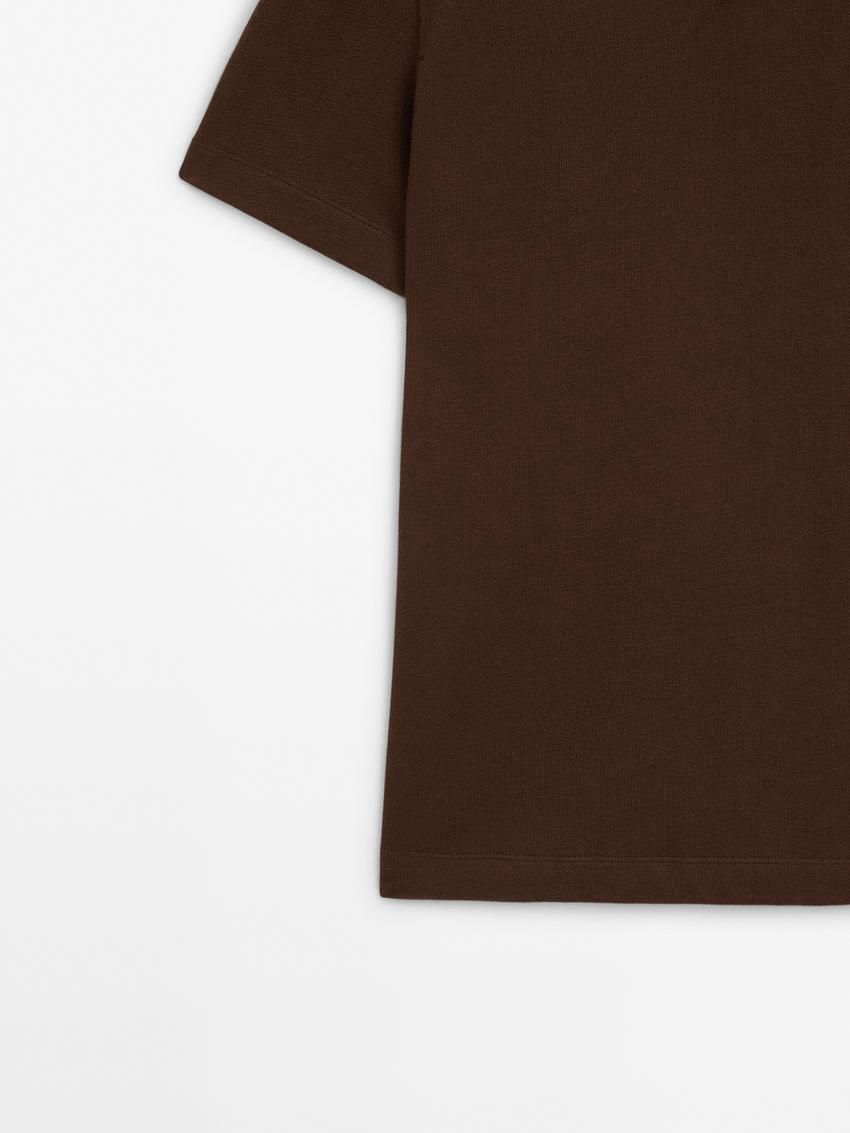 Massimo Dutti Short Sleeve Cotton Men Polo Shirt Brown | US-PB1850397