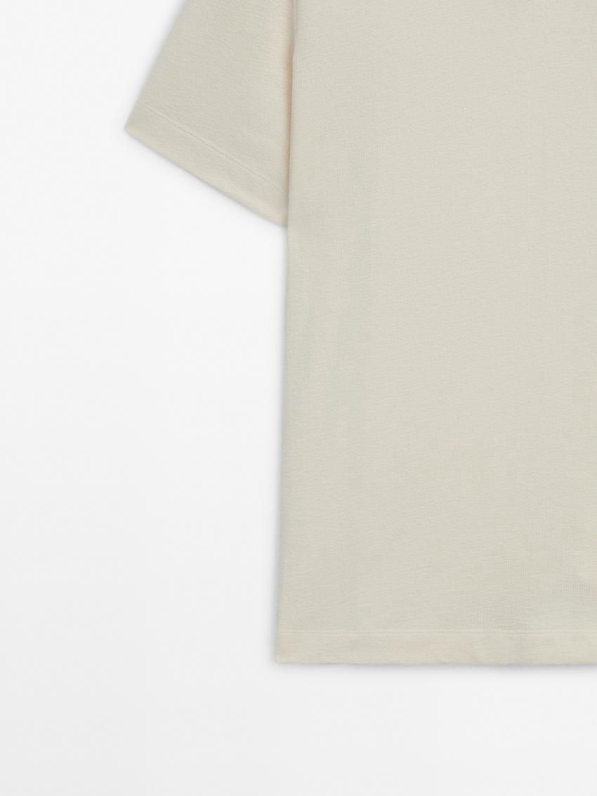 Massimo Dutti Short Sleeve Cotton Men Polo Shirt Cream | US-MV3250986