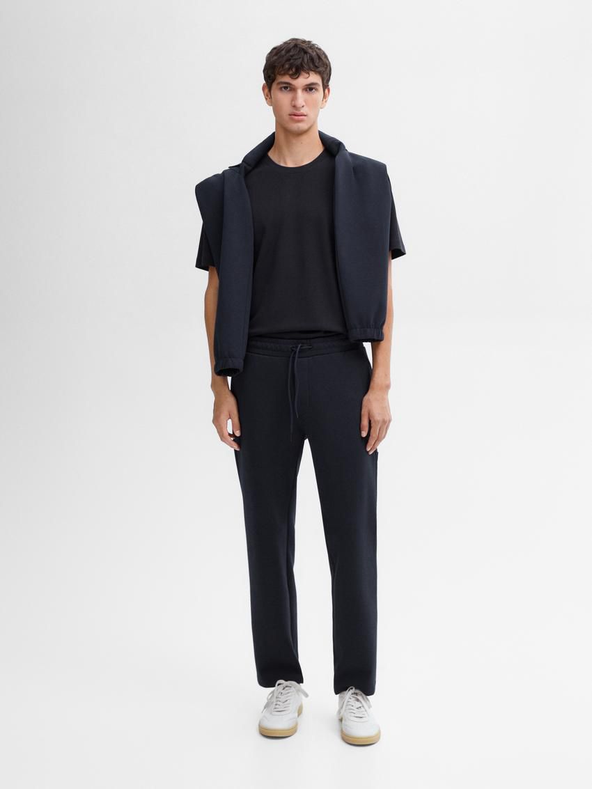 Massimo Dutti Short Sleeve Cotton Men T-Shirt Navy | US-MH3790681
