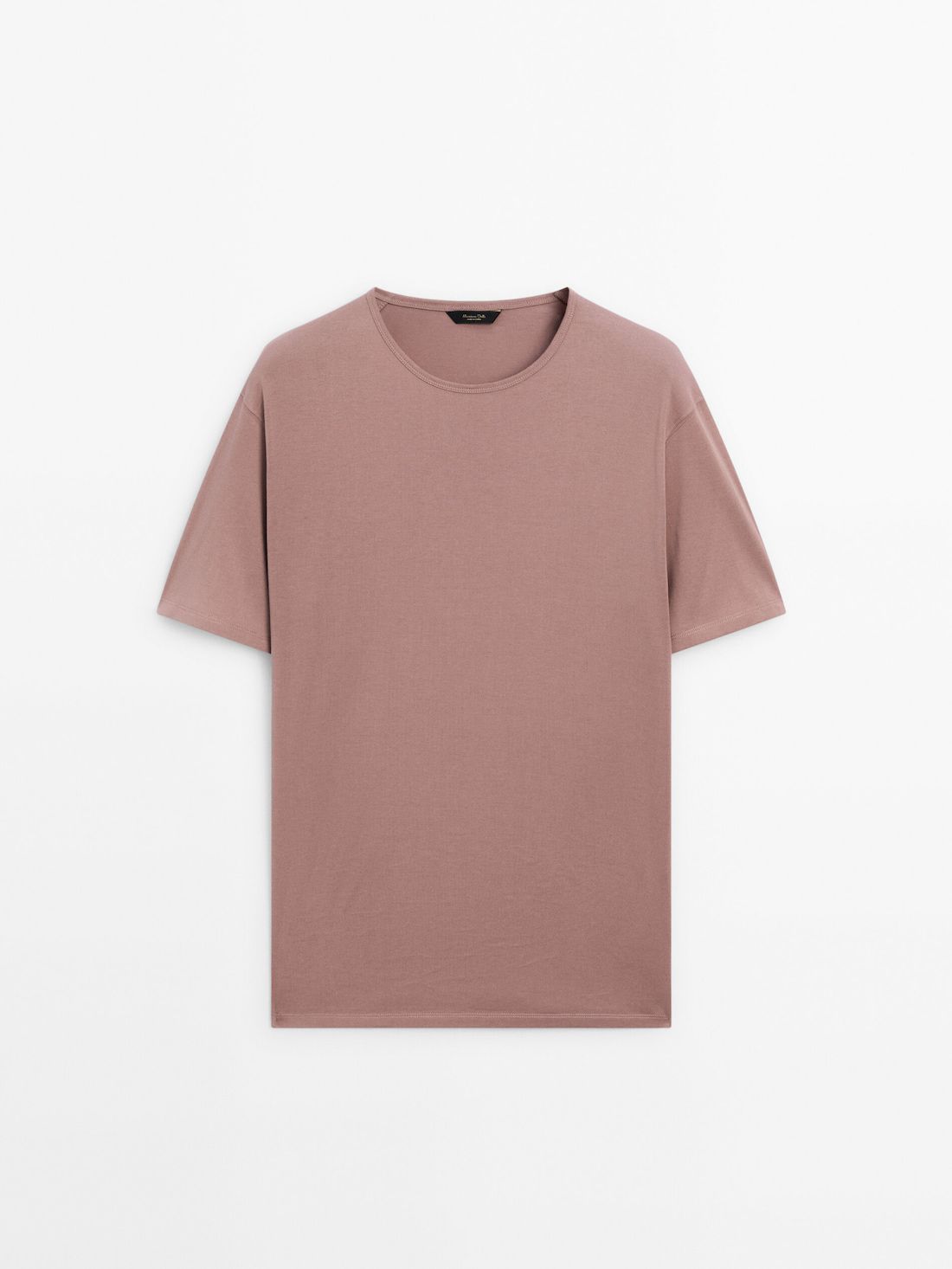 Massimo Dutti Short Sleeve Cotton Men T-Shirt Pink Beige | US-MN4635079
