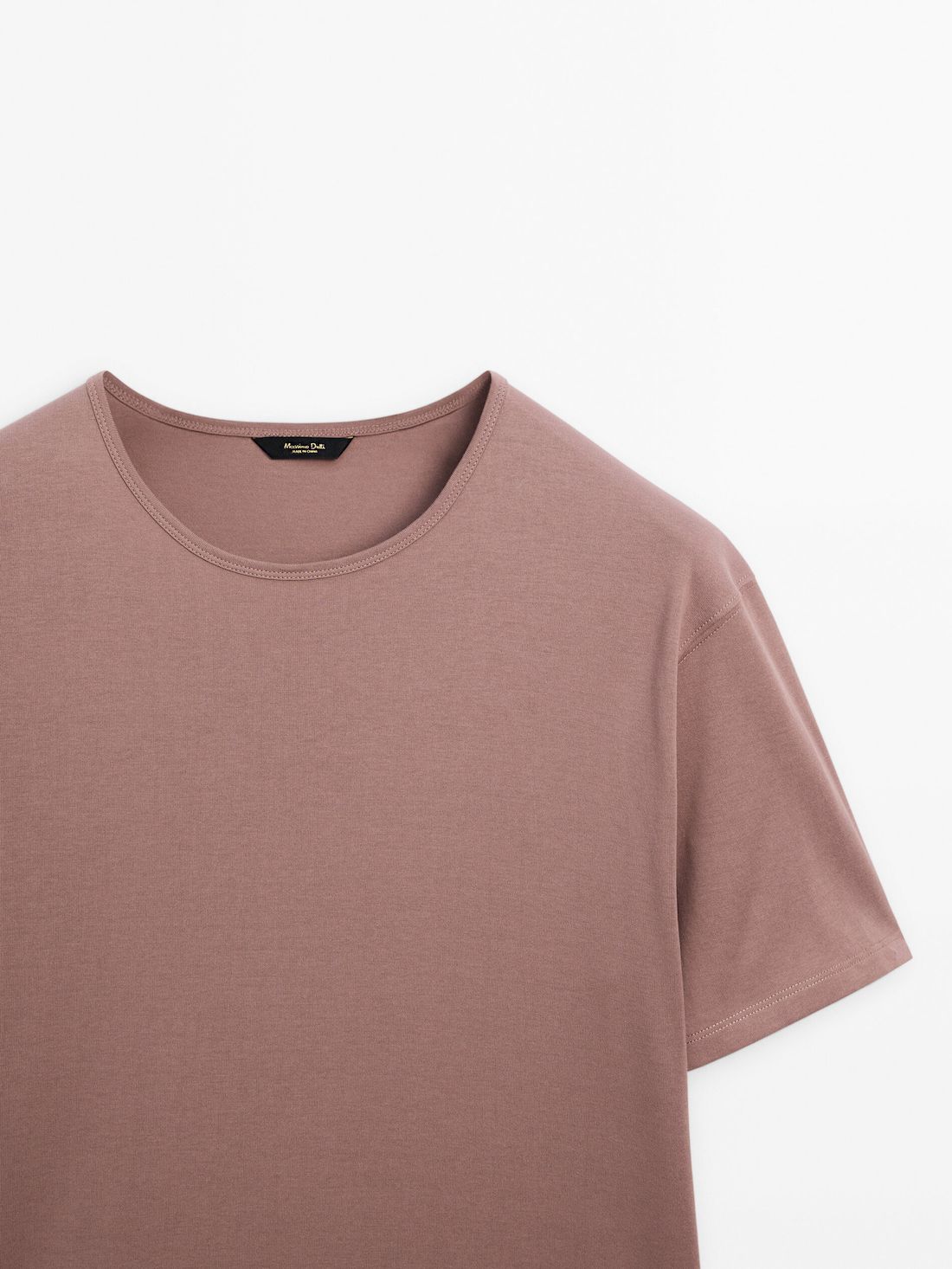 Massimo Dutti Short Sleeve Cotton Men T-Shirt Pink Beige | US-MN4635079