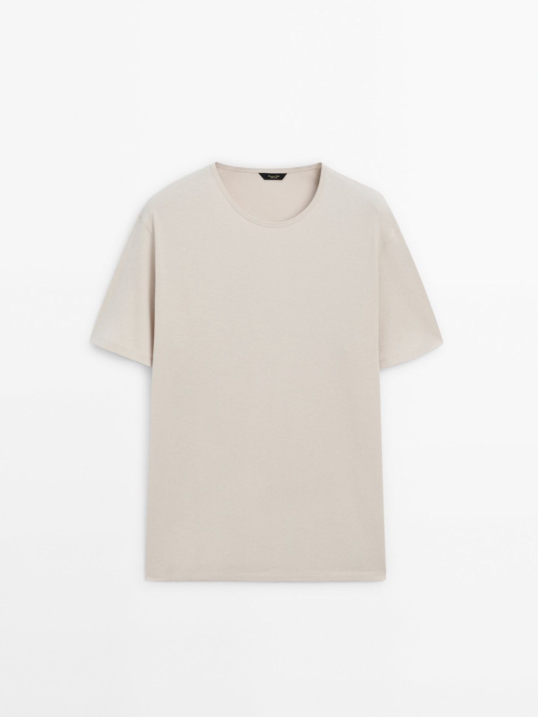 Massimo Dutti Short Sleeve Cotton Men T-Shirt Beige | US-SQ7190258