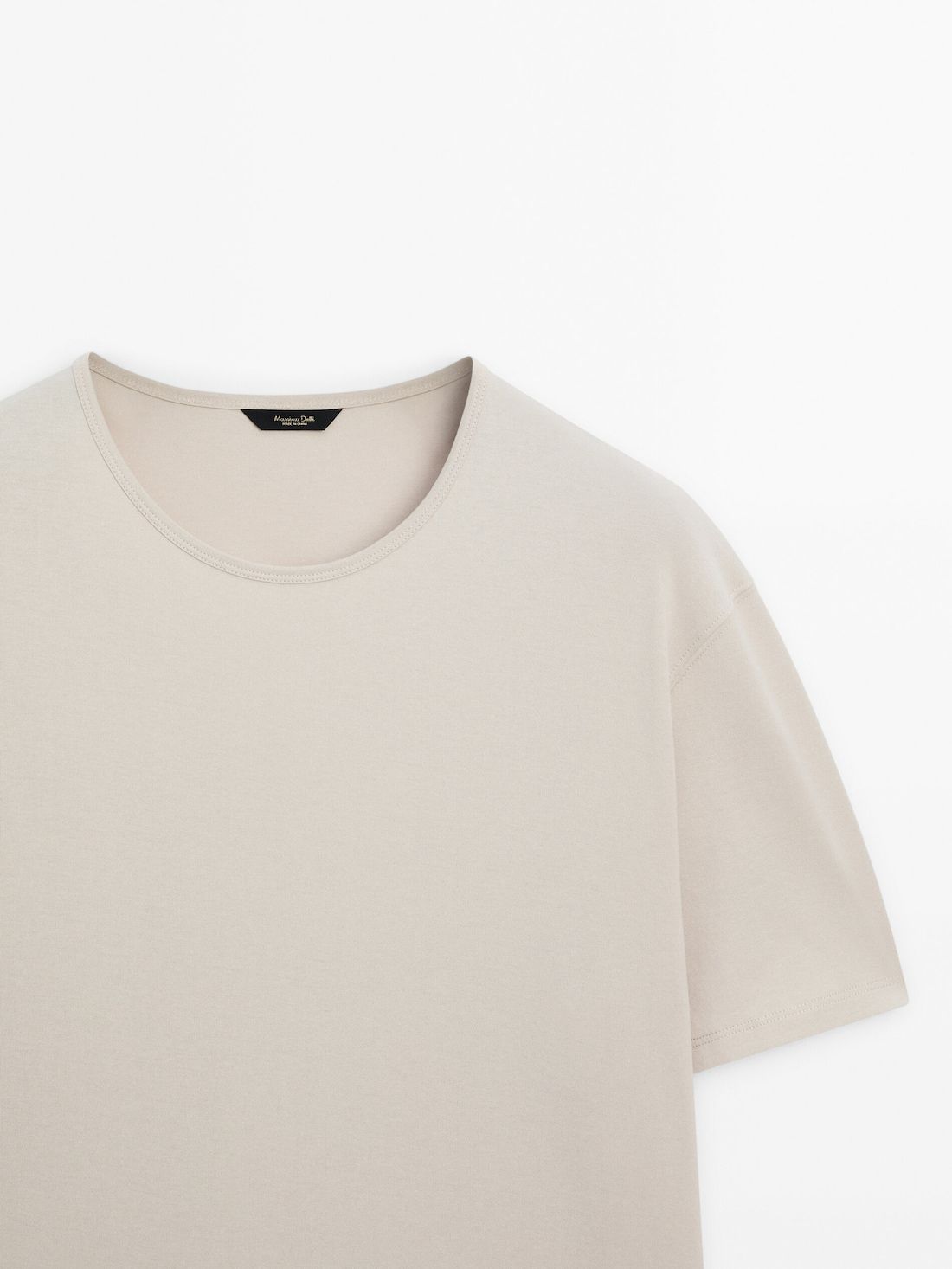 Massimo Dutti Short Sleeve Cotton Men T-Shirt Beige | US-SQ7190258