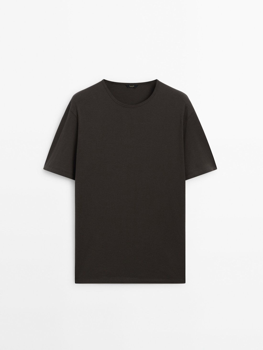 Massimo Dutti Short Sleeve Cotton Men T-Shirt Dark Grey | US-MH7508249