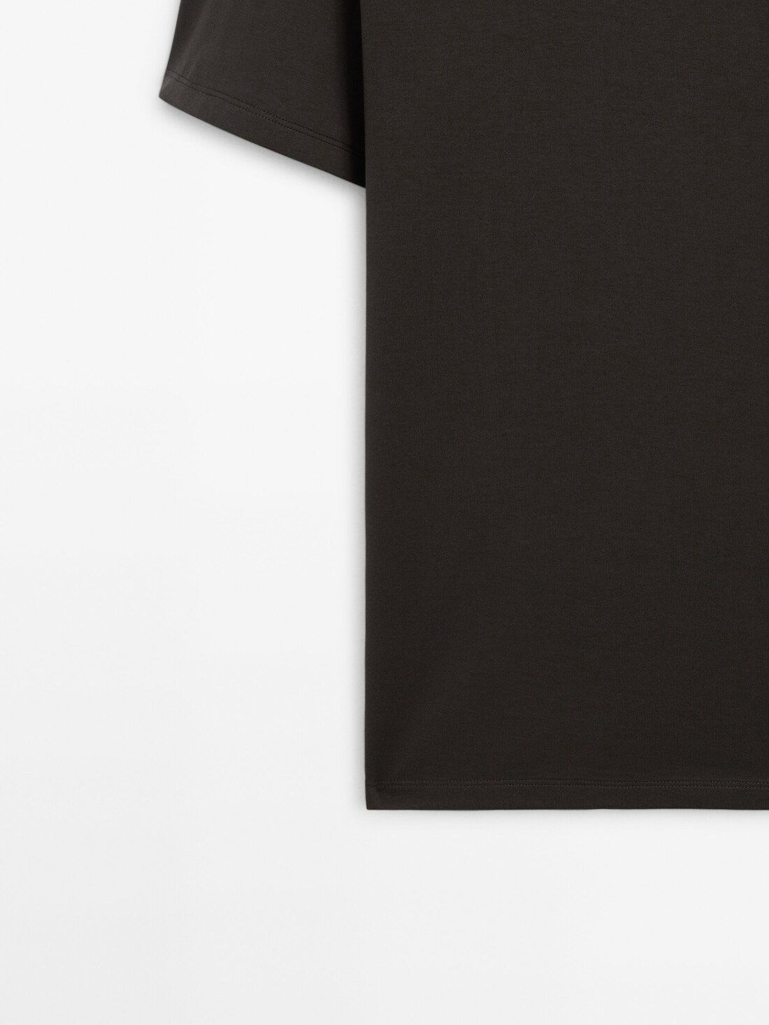 Massimo Dutti Short Sleeve Cotton Men T-Shirt Dark Grey | US-MH7508249