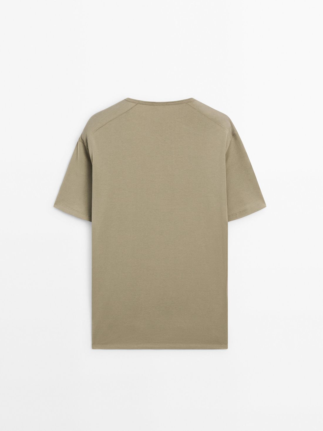 Massimo Dutti Short Sleeve Cotton Men T-Shirt Khaki | US-WC0654837