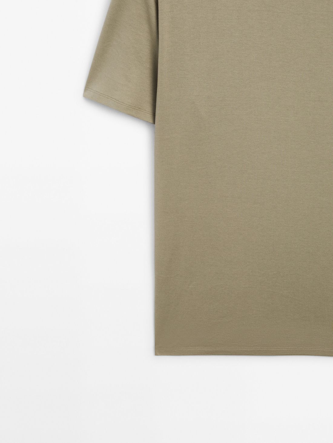 Massimo Dutti Short Sleeve Cotton Men T-Shirt Khaki | US-WC0654837
