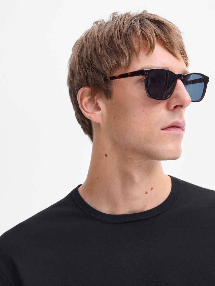 Massimo Dutti Short Sleeve Cotton Men T-Shirt Black | US-ZG7410962