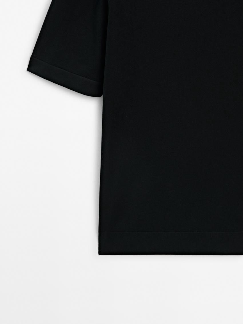 Massimo Dutti Short Sleeve Cotton Men T-Shirt Black | US-ZG7410962