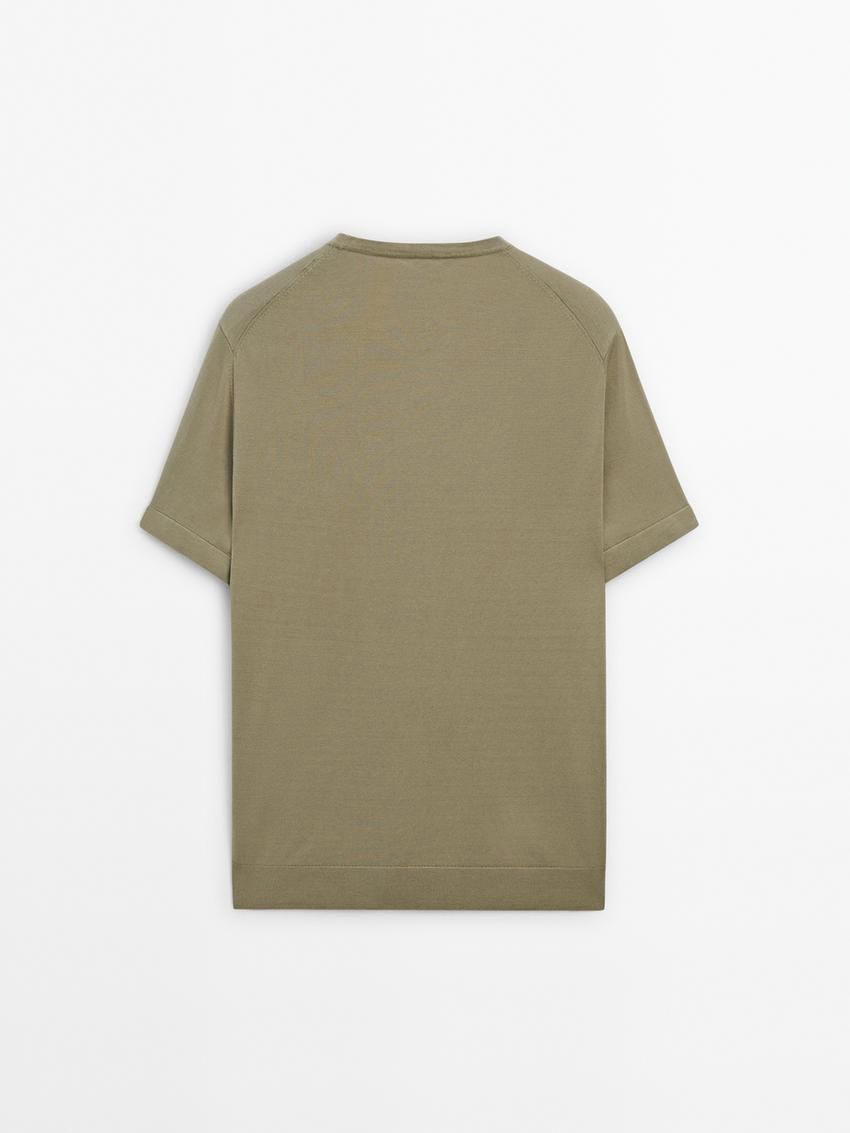 Massimo Dutti Short Sleeve Cotton Men T-Shirt Green | US-LW4156278