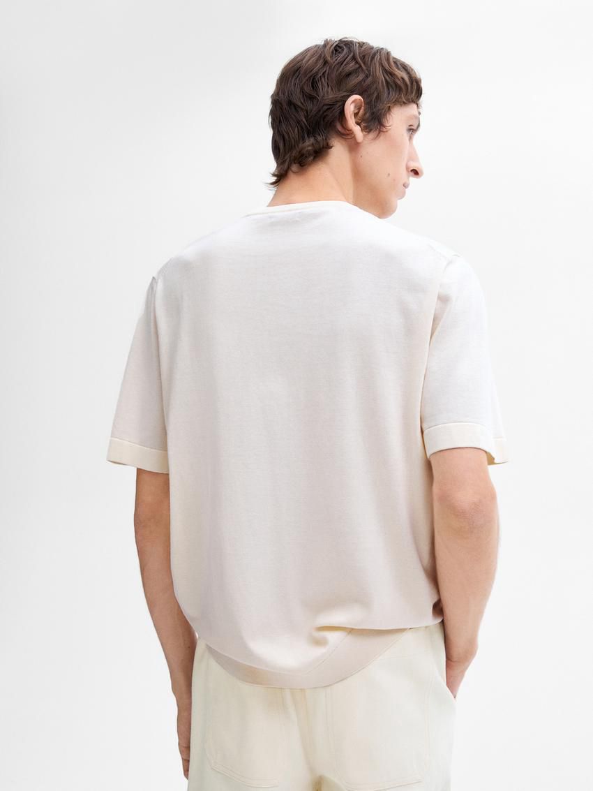 Massimo Dutti Short Sleeve Cotton Men T-Shirt Beige | US-NK3927486