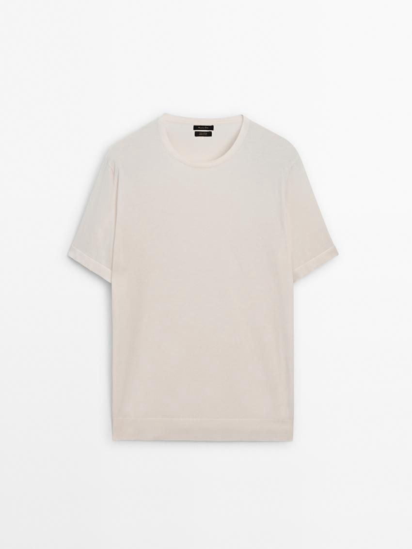 Massimo Dutti Short Sleeve Cotton Men T-Shirt Beige | US-NK3927486