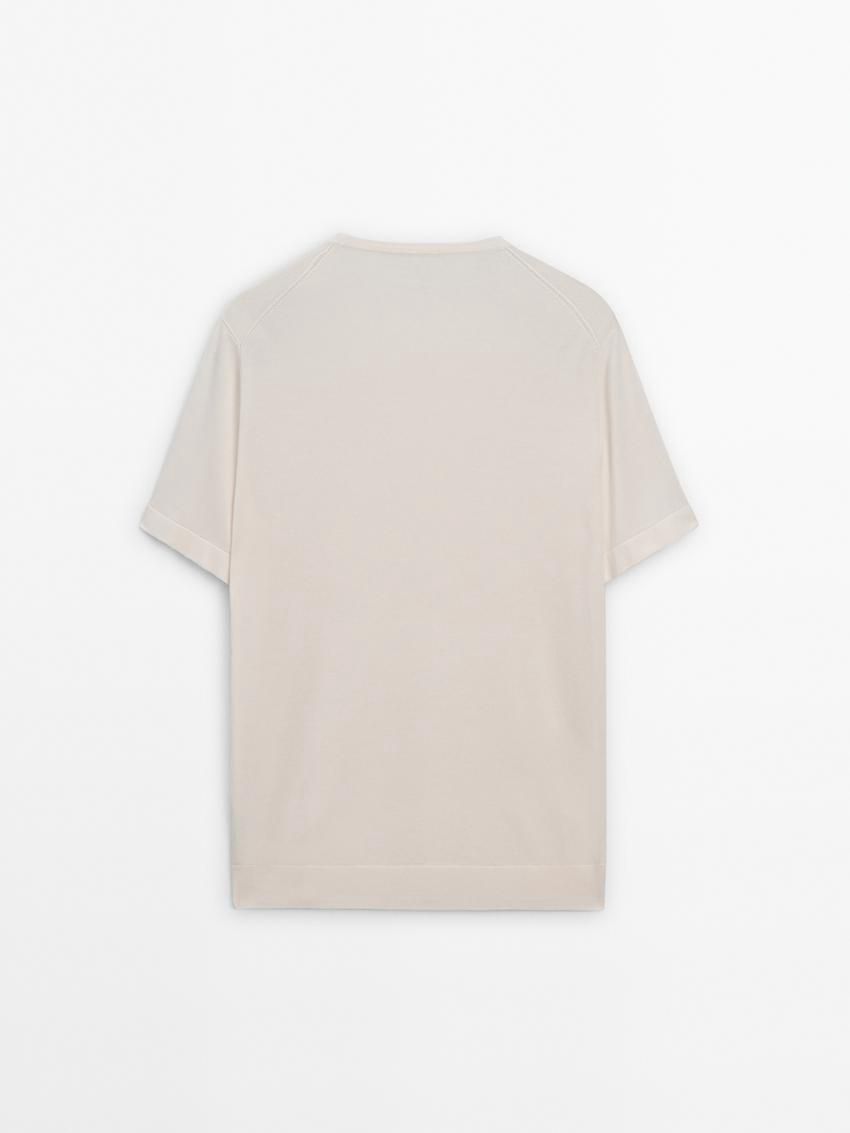 Massimo Dutti Short Sleeve Cotton Men T-Shirt Beige | US-NK3927486