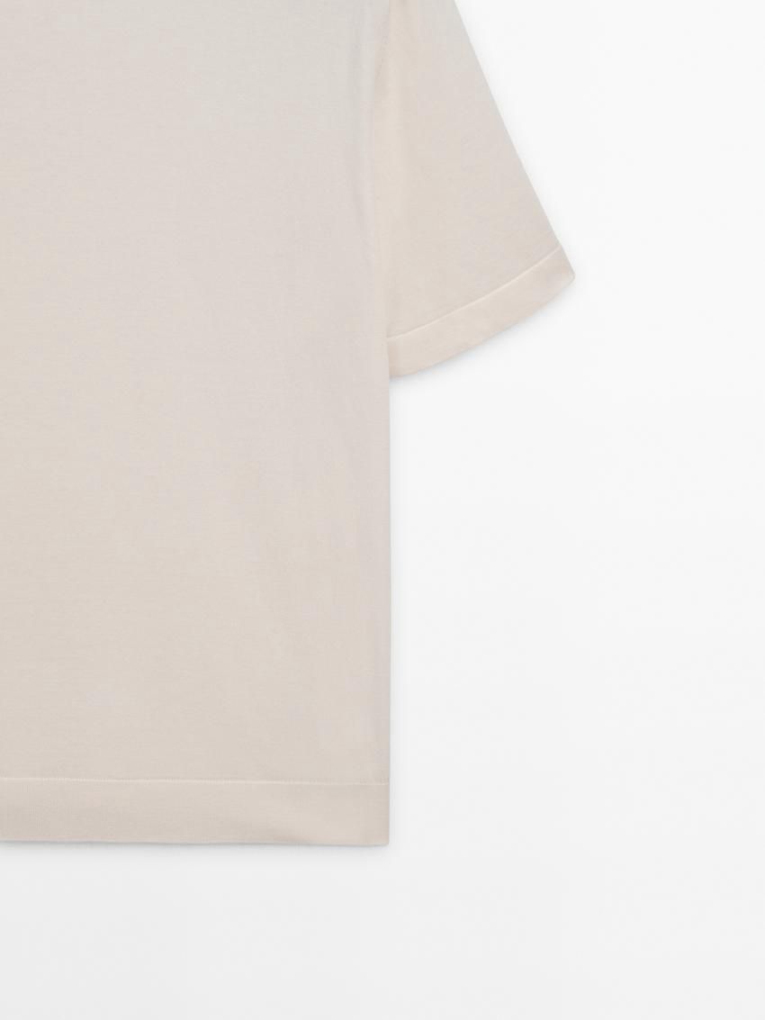 Massimo Dutti Short Sleeve Cotton Men T-Shirt Beige | US-NK3927486