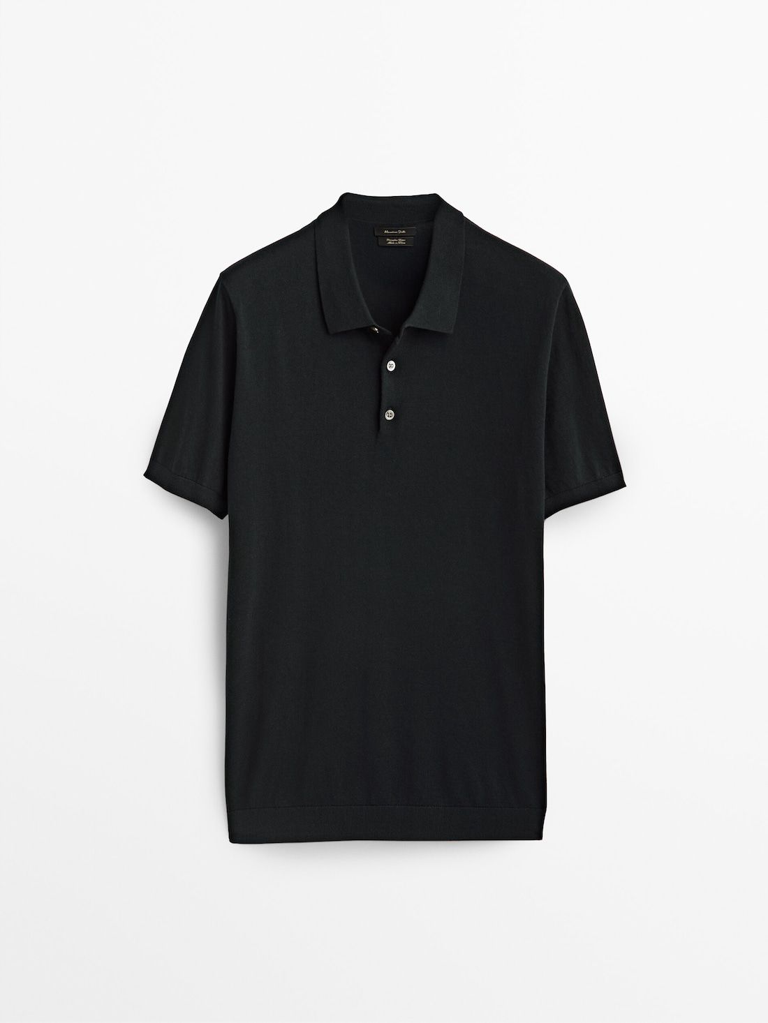 Massimo Dutti Short Sleeve Cotton Sweater Men Polo Shirt Black | US-GU0624598