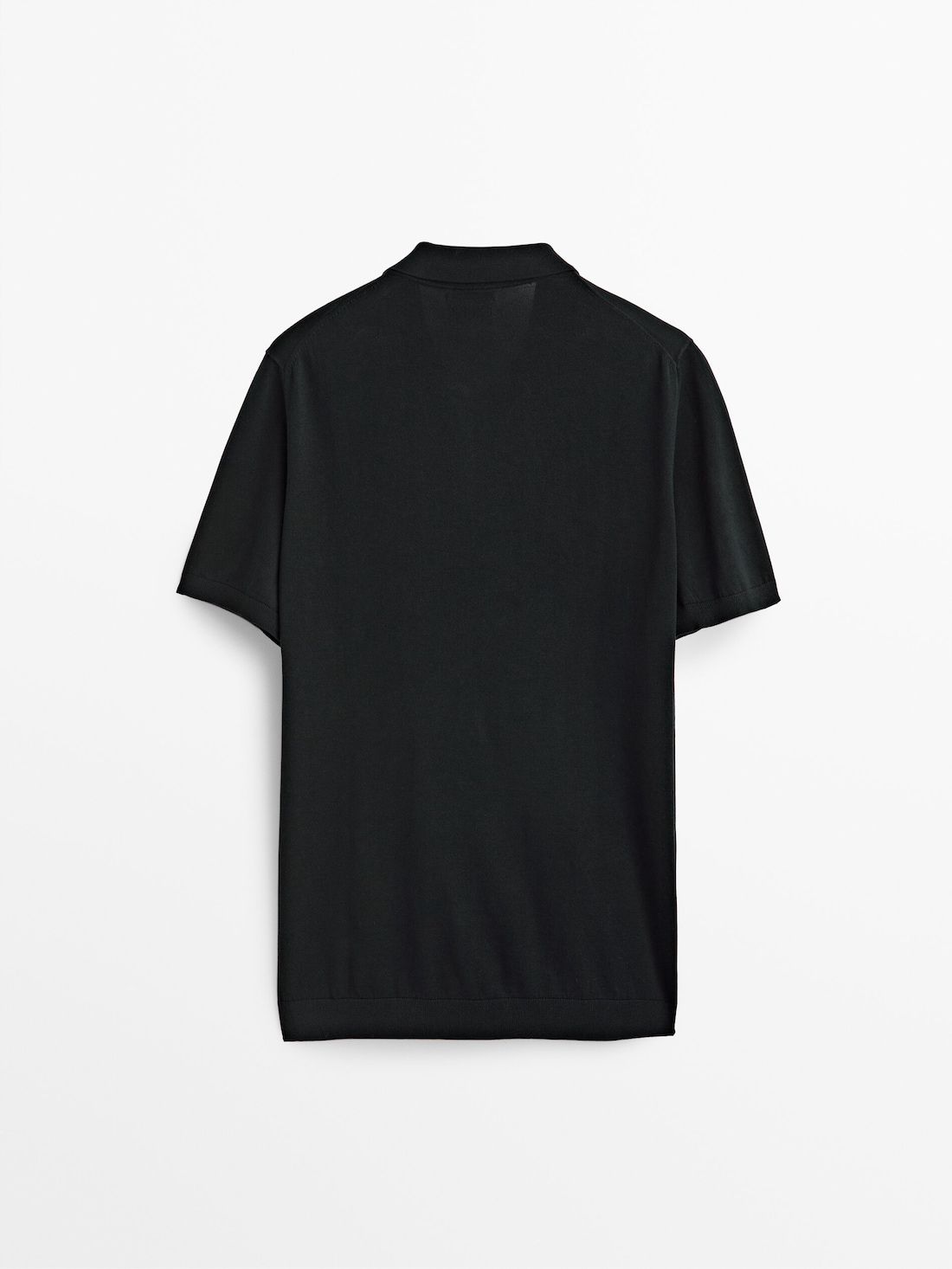 Massimo Dutti Short Sleeve Cotton Sweater Men Polo Shirt Black | US-GU0624598