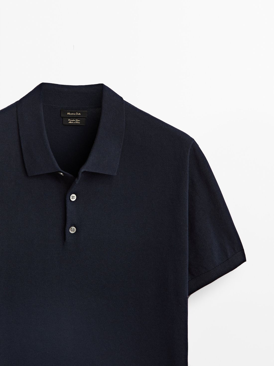 Massimo Dutti Short Sleeve Cotton Sweater Men Polo Shirt Navy | US-SA8402671