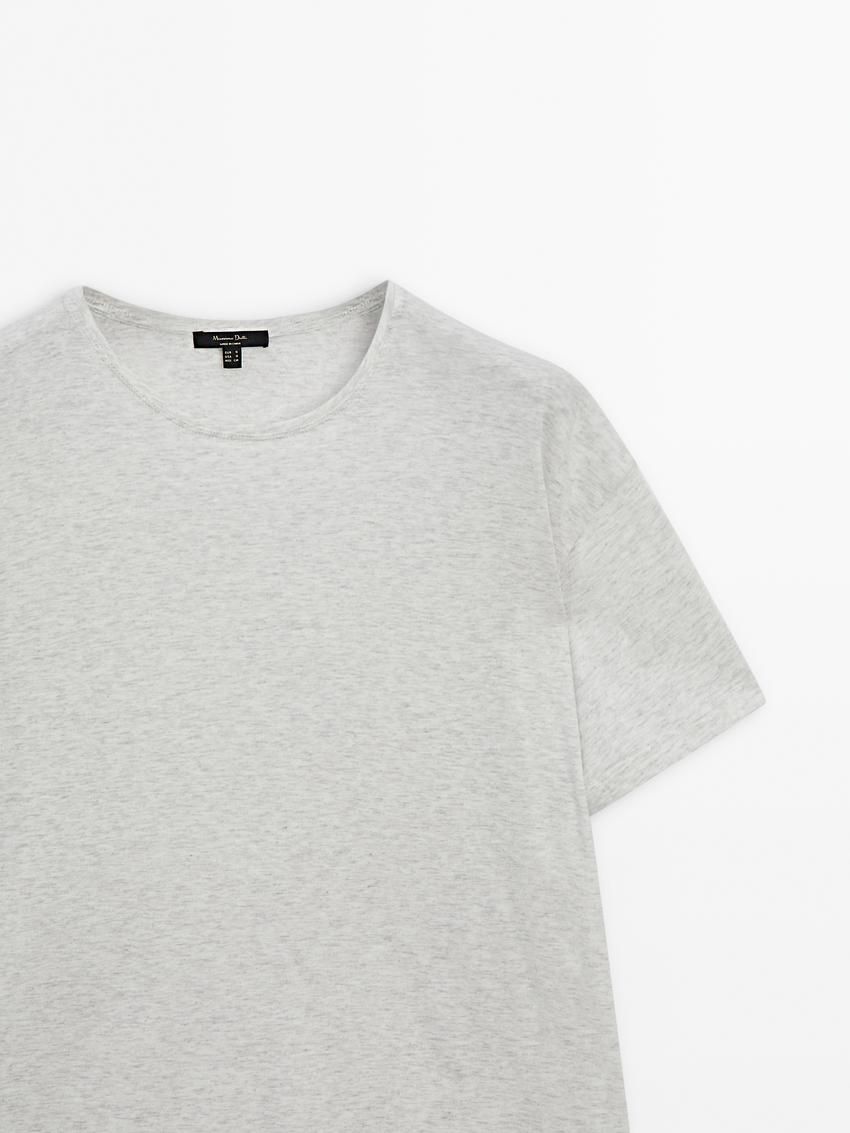 Massimo Dutti Short Sleeve Cotton Women T-Shirt Grey | US-QW6394805