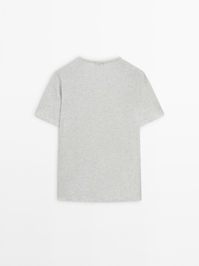 Massimo Dutti Short Sleeve Cotton Women T-Shirt Grey | US-QW6394805