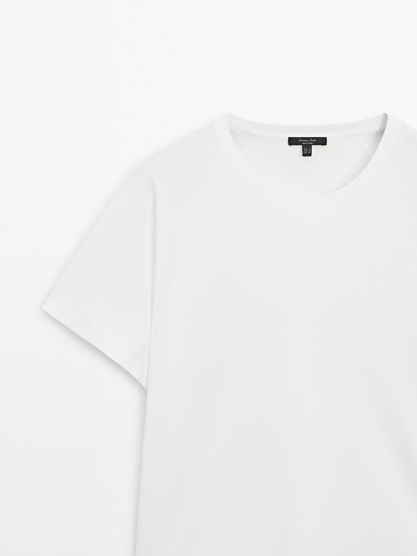 Massimo Dutti Short Sleeve Cotton Women T-Shirt White | US-RZ6132459