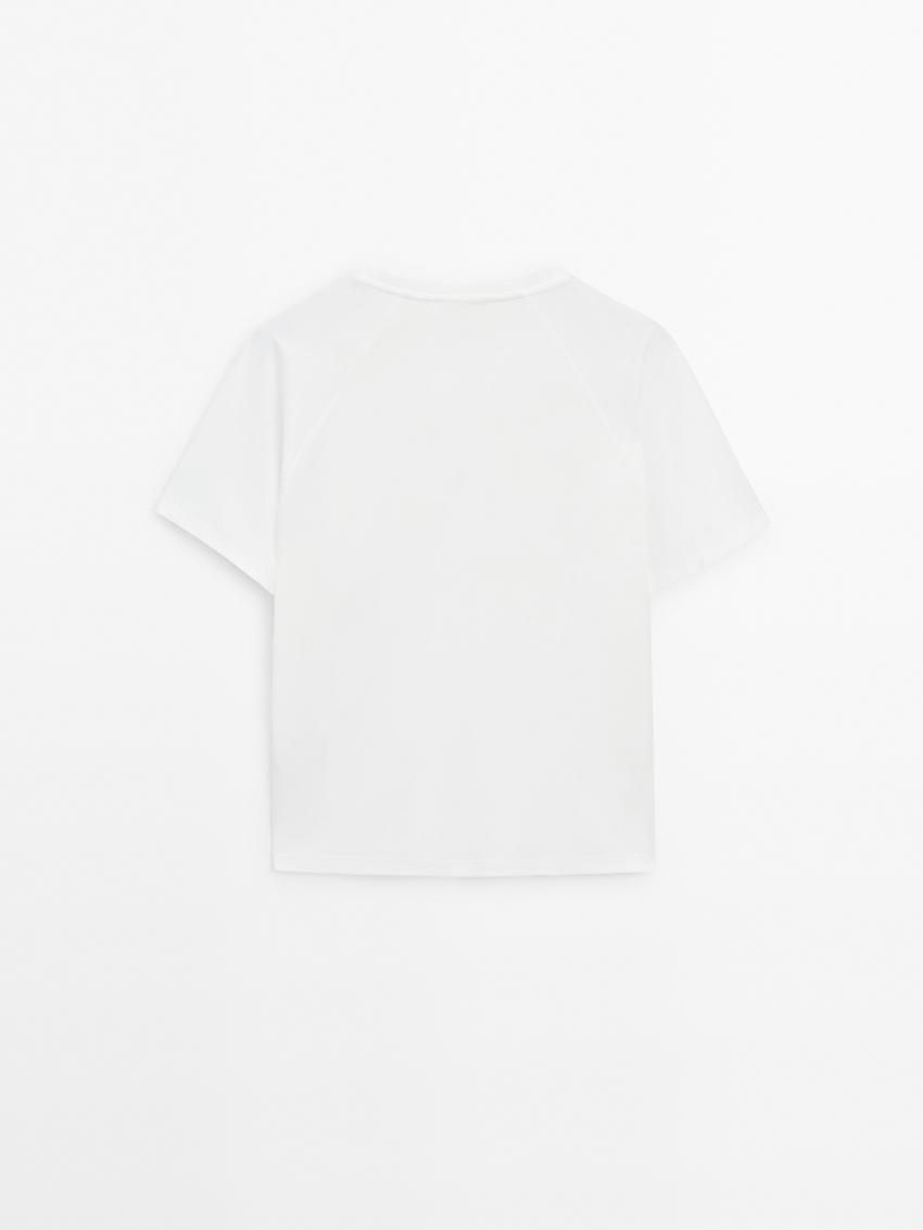 Massimo Dutti Short Sleeve Cotton Women T-Shirt White | US-RZ6132459