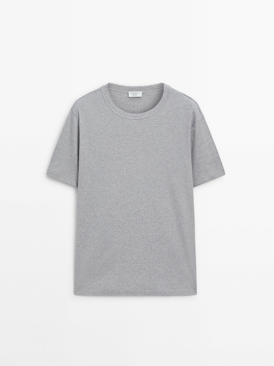 Massimo Dutti Short Sleeve Cotton - Studio Men T-Shirt Grey | US-ME9342605