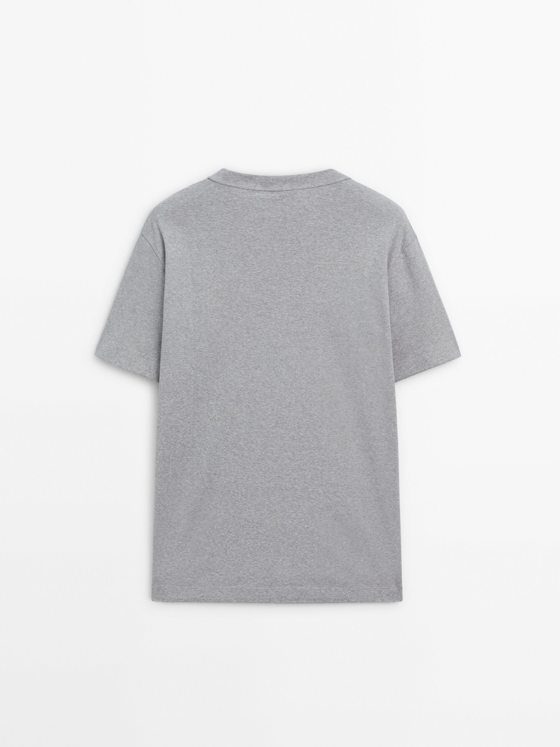 Massimo Dutti Short Sleeve Cotton - Studio Men T-Shirt Grey | US-ME9342605