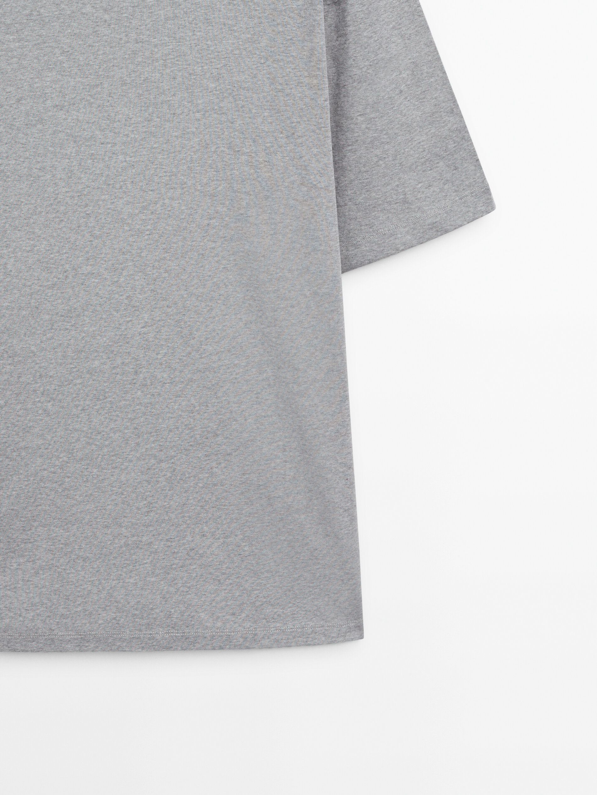 Massimo Dutti Short Sleeve Cotton - Studio Men T-Shirt Grey | US-ME9342605