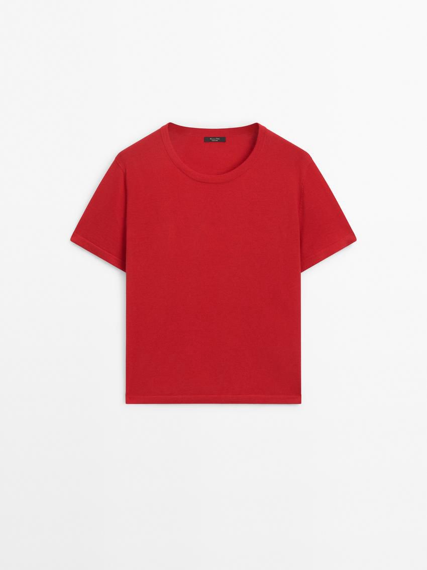 Massimo Dutti Short Sleeve Crew Neck Women Sweater Red | US-PX3954862