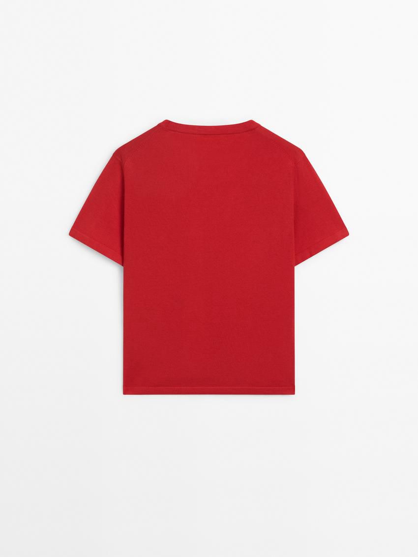 Massimo Dutti Short Sleeve Crew Neck Women Sweater Red | US-PX3954862